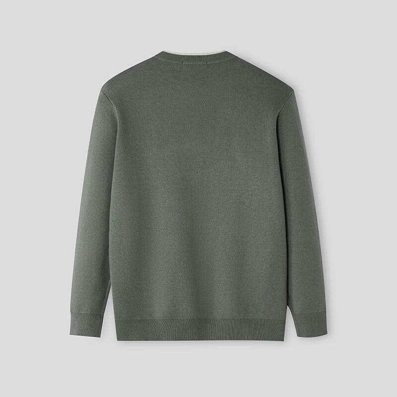 HLA Men's Fleece-Lined Core-Spun Round Neck Slim Sweater