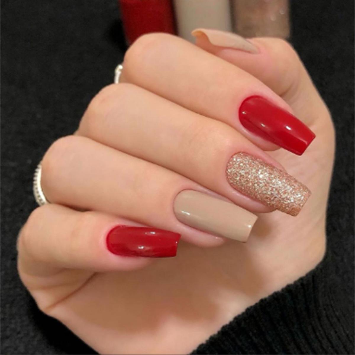 

Red Glitter Wearable Nail Art Patches - 24 Piece Set