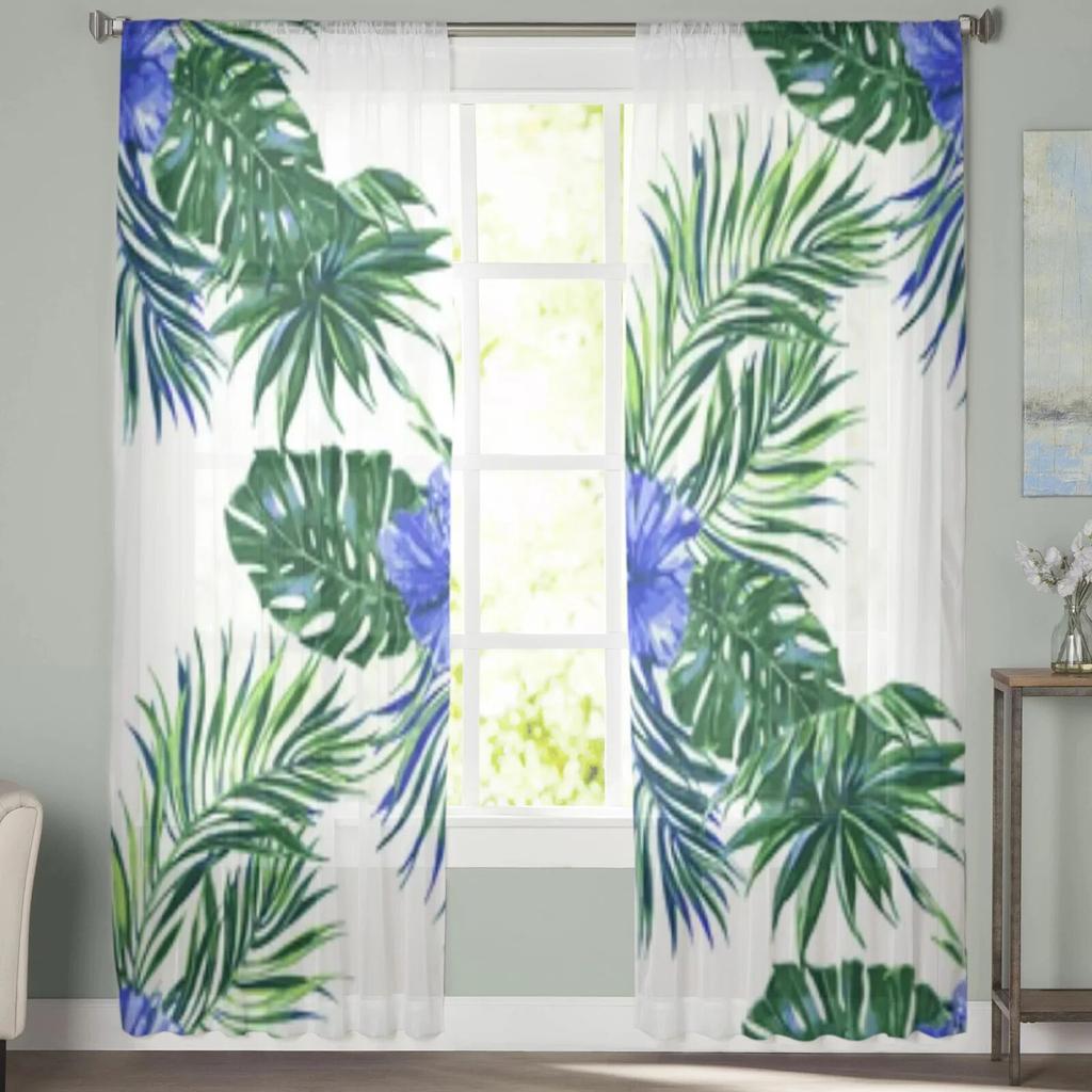 Beautiful Jungle Pattern Sheer Window Curtains For Living Room Bedroom Modern Voile Tulle Curtains Fabric Drapes For Kitchen