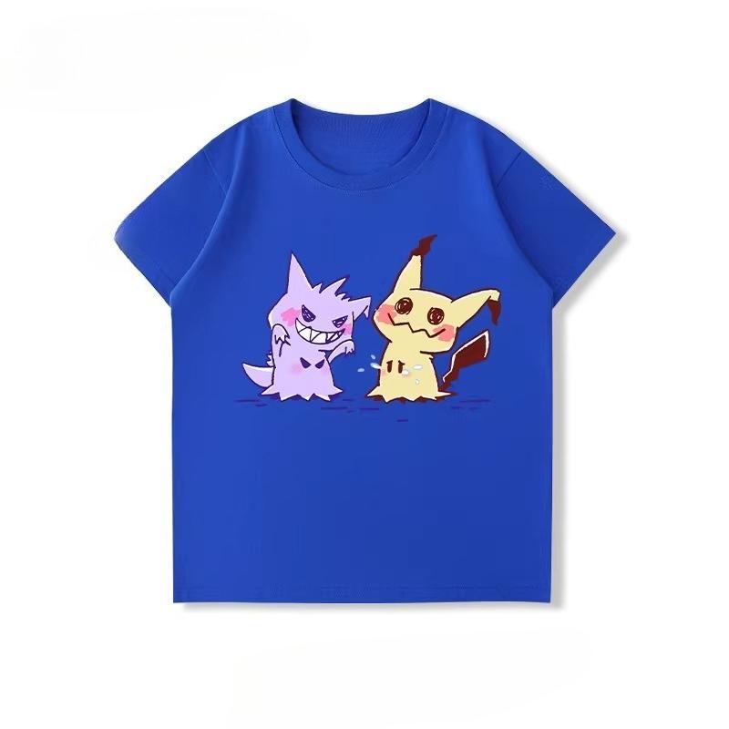 Potdemiel  100 Cotton Childrens Summer New TShirt with Pikachu Print Unisex Comfortable and Breathable Childrens TShirt
