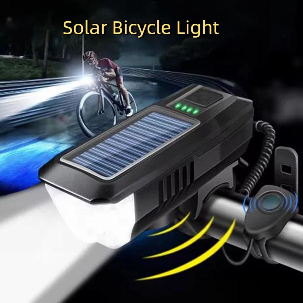3 Modes Solar Bicycle Light Power Display Bike Front Lamp Mountain Road Bike Front Lamp  Work