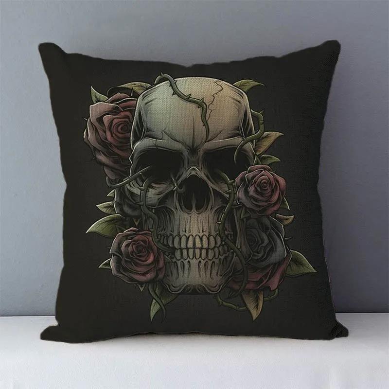 Post-modern Style Couch Cushion Cover Skull Printed Home Decorative Pillows Square Size  Seat Back Cushions Pillowcase