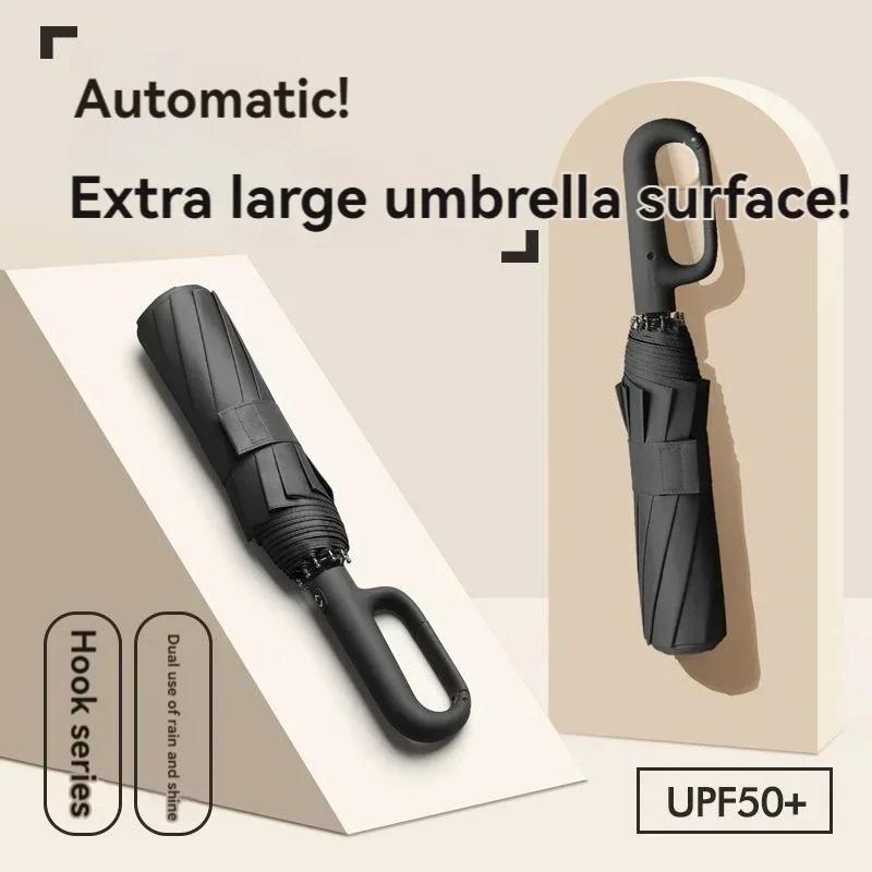 20 Bones Windproof Strong Reinforced Automatic Folding Umbrella for Men, Large Buckle Handle Wind and Water Resistant
