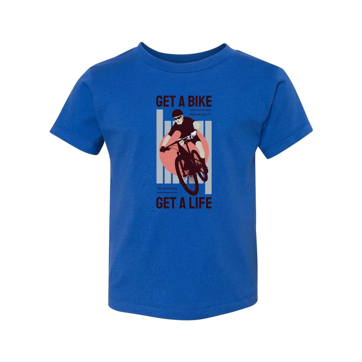 

Unisex Bike Graphic Tee With Get A Bike Get A Life Message And Cycling Illustrat L