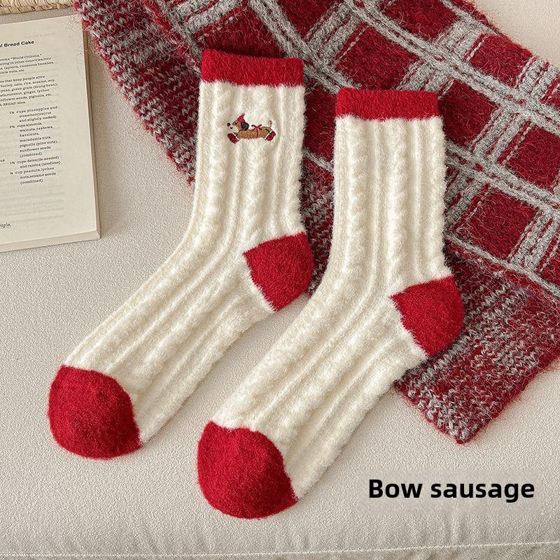 Autumn and Winter Socks Thickened Thermal Socks Christmas Plush Home Sleeping Socks