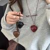 2025 Retro Leather Heart Necklace for Women - Light Luxury Clavicle Chain by Anco Lei
