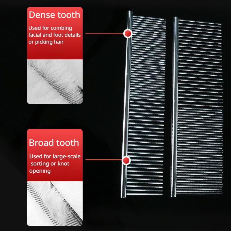 Pet Dematting Comb Stainless Steel Pet Grooming Comb for Dogs and Cats Gently Removes Loose Undercoat Flea Comb Pet Products