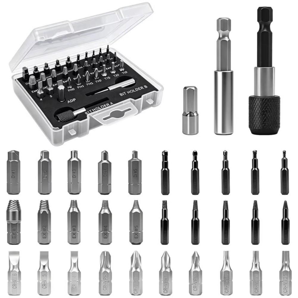 33 Piece Set High Speed Steel Broken Bolt Remover Stubborn Screw Tool For Broken Screw Removal