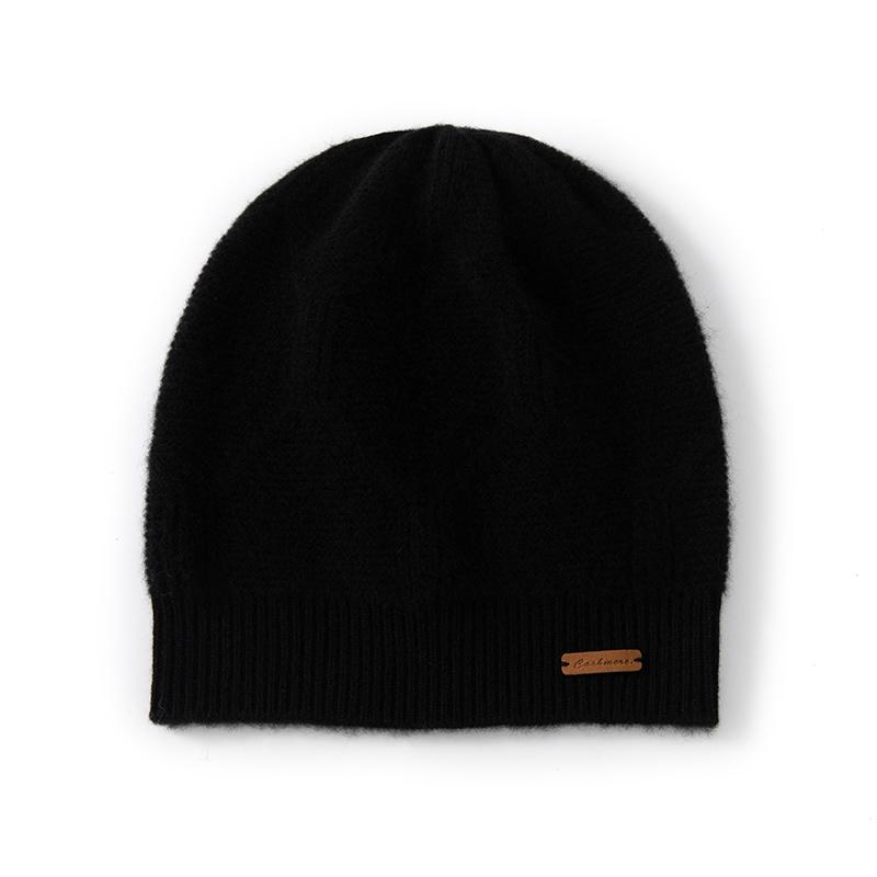 Women's 100% Cashmere Knit Slouchy Beanie Hat Textured Pattern Warm Soft Cozy Winter Casual Cap Cold Weather Headwear Accessory