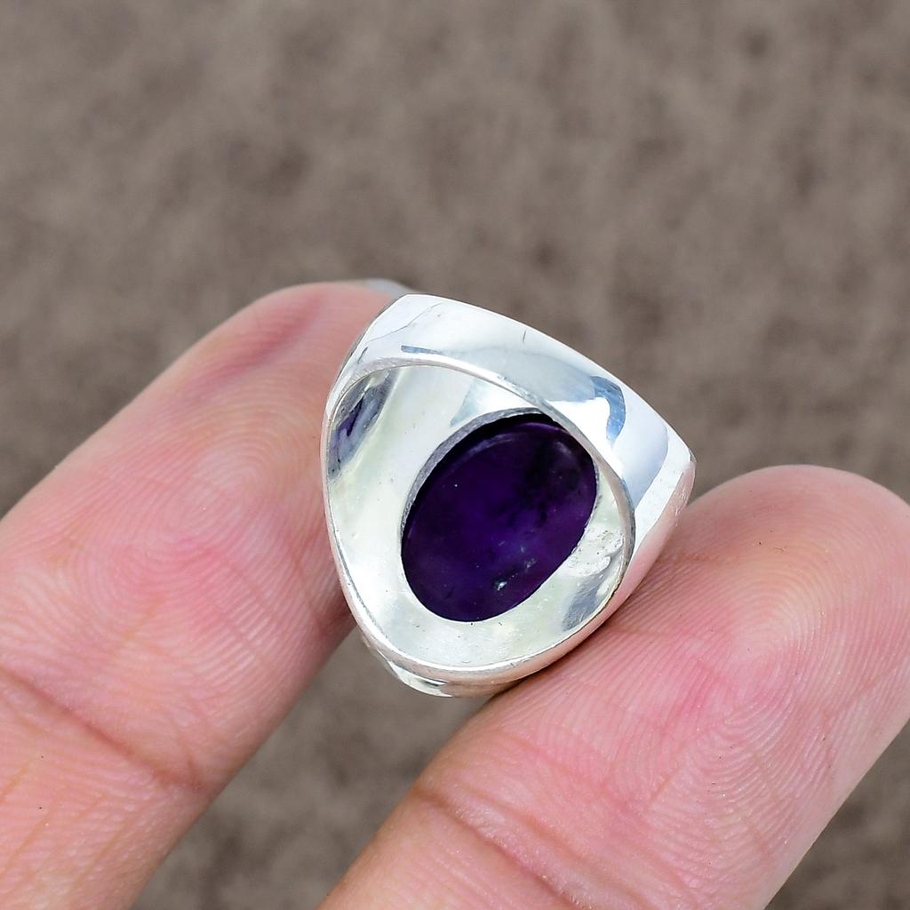 Sage Amethyst Genstone Handmade 925 Sterling Silver Jewelry Ring Size 6 KKG-492