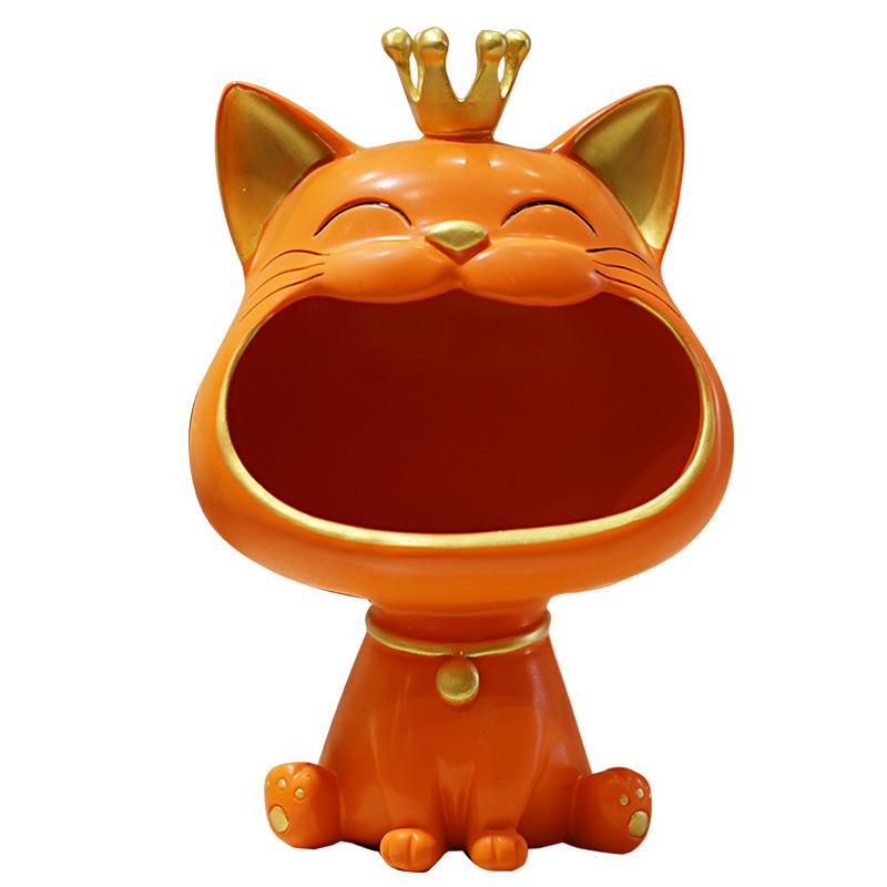 Ornament de lux pentru pisică norocoasă din rășină, pentru depozitarea și decorarea cheilor