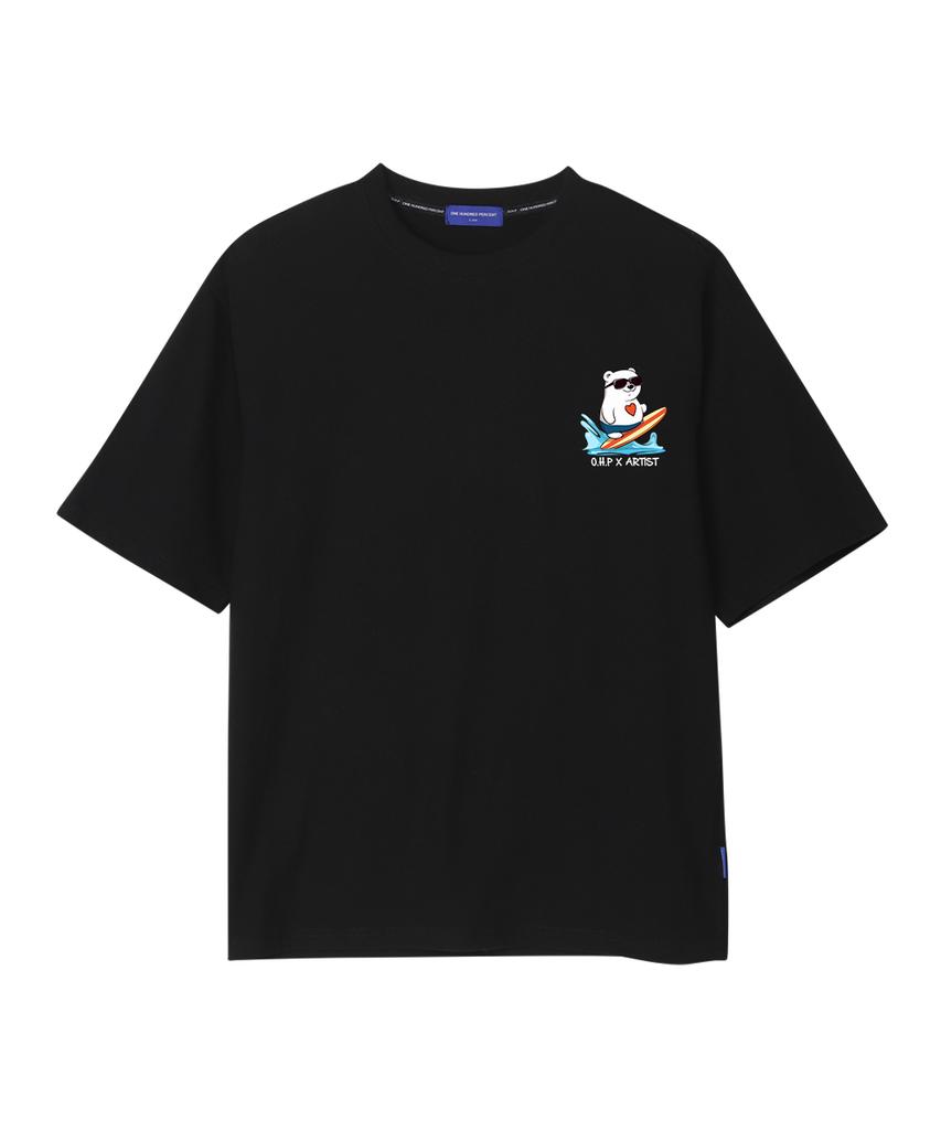OHP Ohpxharmonia Heart Polar Bear Semi-Oversized Short Sleeve T-Shirt P (Type B)