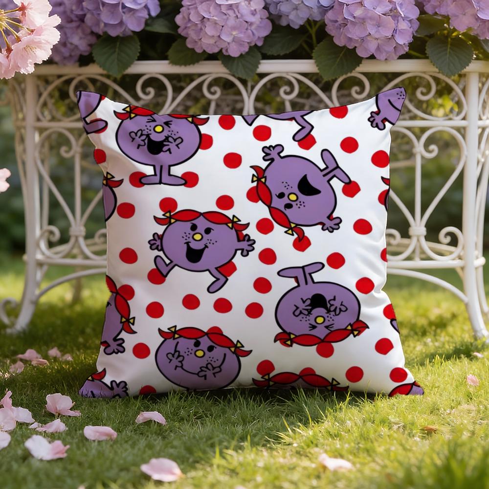 Cartoon Mr. Men and L-Little Miss Cushion Cover Home & Car Dual-Scene Pillow Cover: Reversible for Premium Comfort