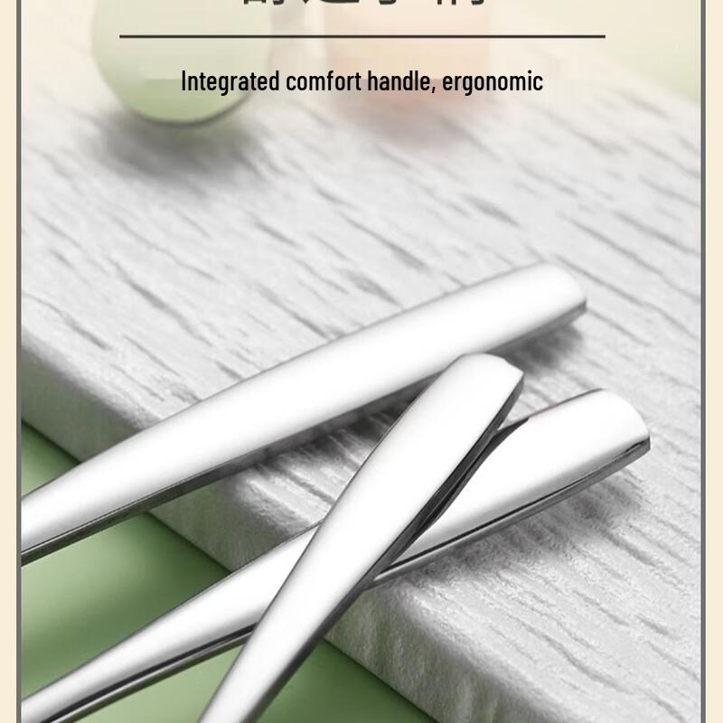 Wutuo Stainless Steel Square Handle Dessert Spoons, Set of 4