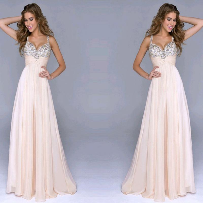 Women's Evening Dress Wish Chiffon Sequined Suspender Dress