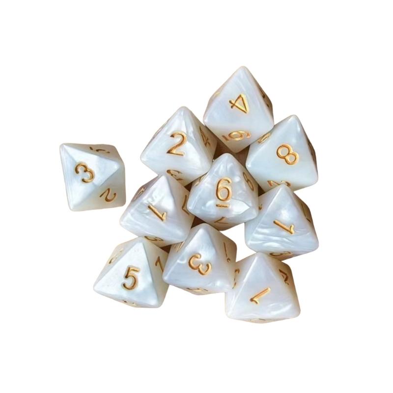 10Pcs 8-Sided Acrylic Dices Marble Pattern Polyhedral Dices for Table Game