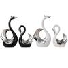 Porcelain Swan Couple Figurines Pair Statues Collectible Craft Table Centerpiece