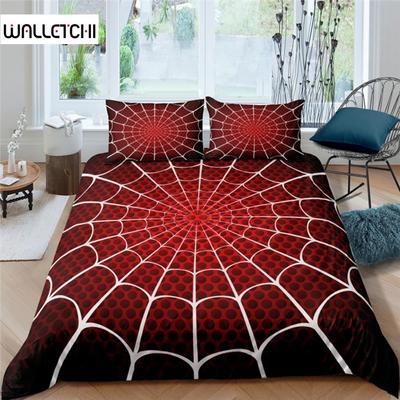 Conjunto de capa de edredom com estampa de teia de aranha de luxo para casa e sala de estar, 2/3 peças, fronha, tamanho queen e king, conjunto de cama infantil, tamanho UE/EUA/AU