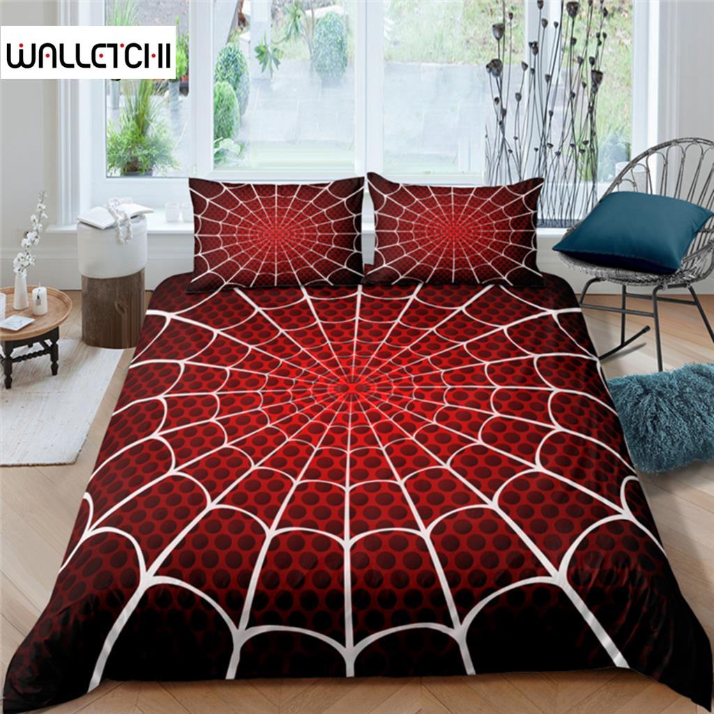 

Home Living Luxury Spider Web Print 2/3Pcs Duvet Cover Set Pillowcase Queen Size and King Size Kids Bedding Set EU/US/AU Size EU single(135x200cm)