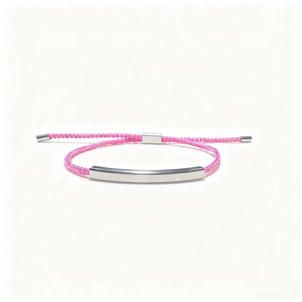 Custom Engraving Stainless Steel Couple Bracelet with Hollow Bent Tube Design
