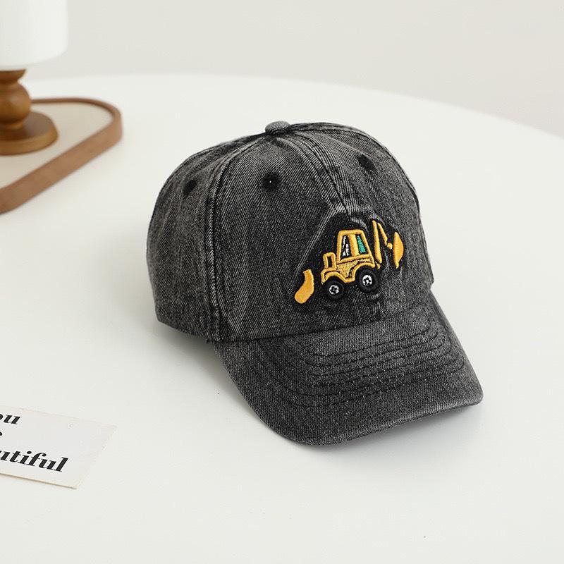 Kids' Washed Denim Excavator Baseball Cap - Spring/Autumn Korean Style
