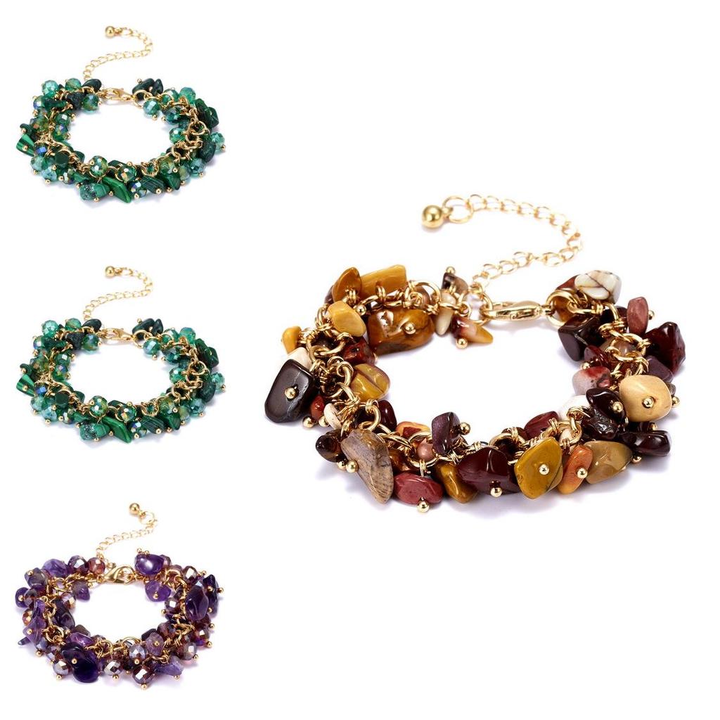 Geometric Crystal Beaded Hand Chain With Multicolor Stones For Travel Souvenir