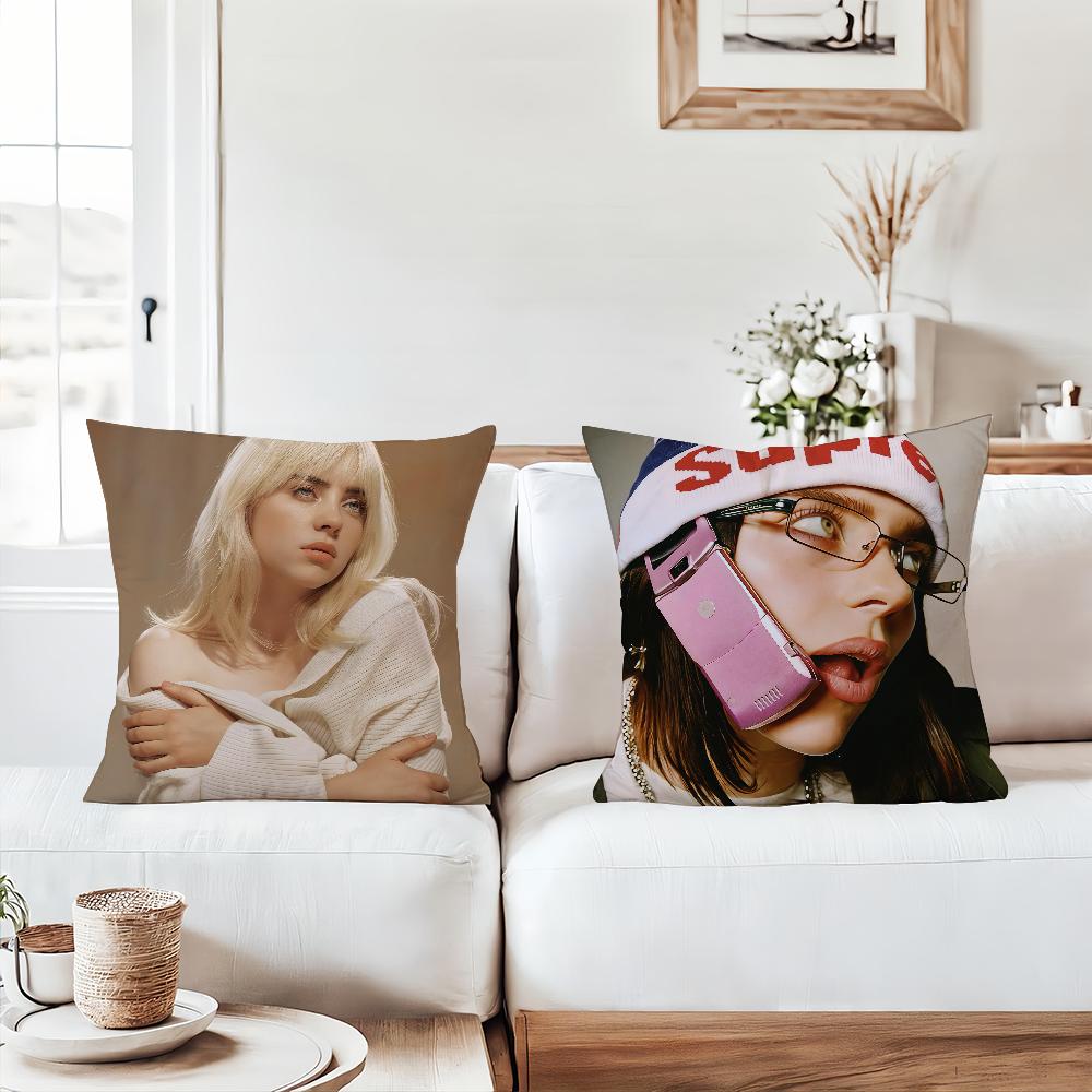 American Singer B-Billie E-Eilish Pillow Case Office Cushions Suitable For Sofa Car Bedroom Decorative Cushion Cover