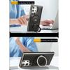 Business Leather Magnetic Rotating Bracket Case For Samsung Galaxy S24 Plus S23 S22 Ultra for MagSafe Luxury Lens Protection Shockproof Phone Cover