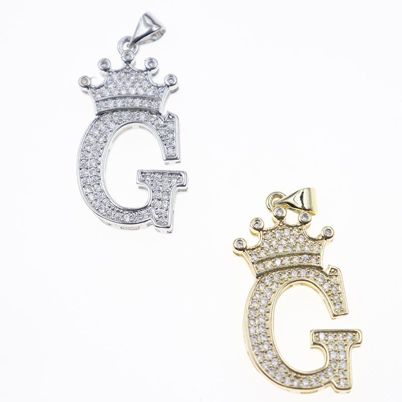 26 English Letters Women'S Letters Crown Pendant Necklace Zircon Pendant Jewelry