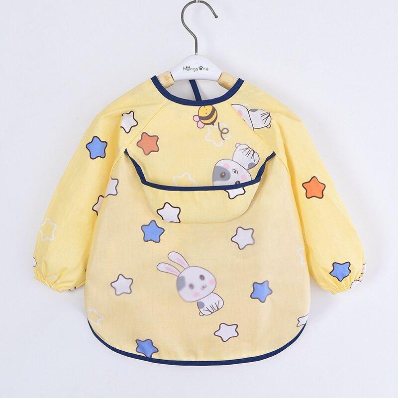 Cartoon Animal Waterproof Baby Apron for Infant Long Sleeve Children Feeding Scarf Apron Smock Bandana Bibs Burp Cloth
