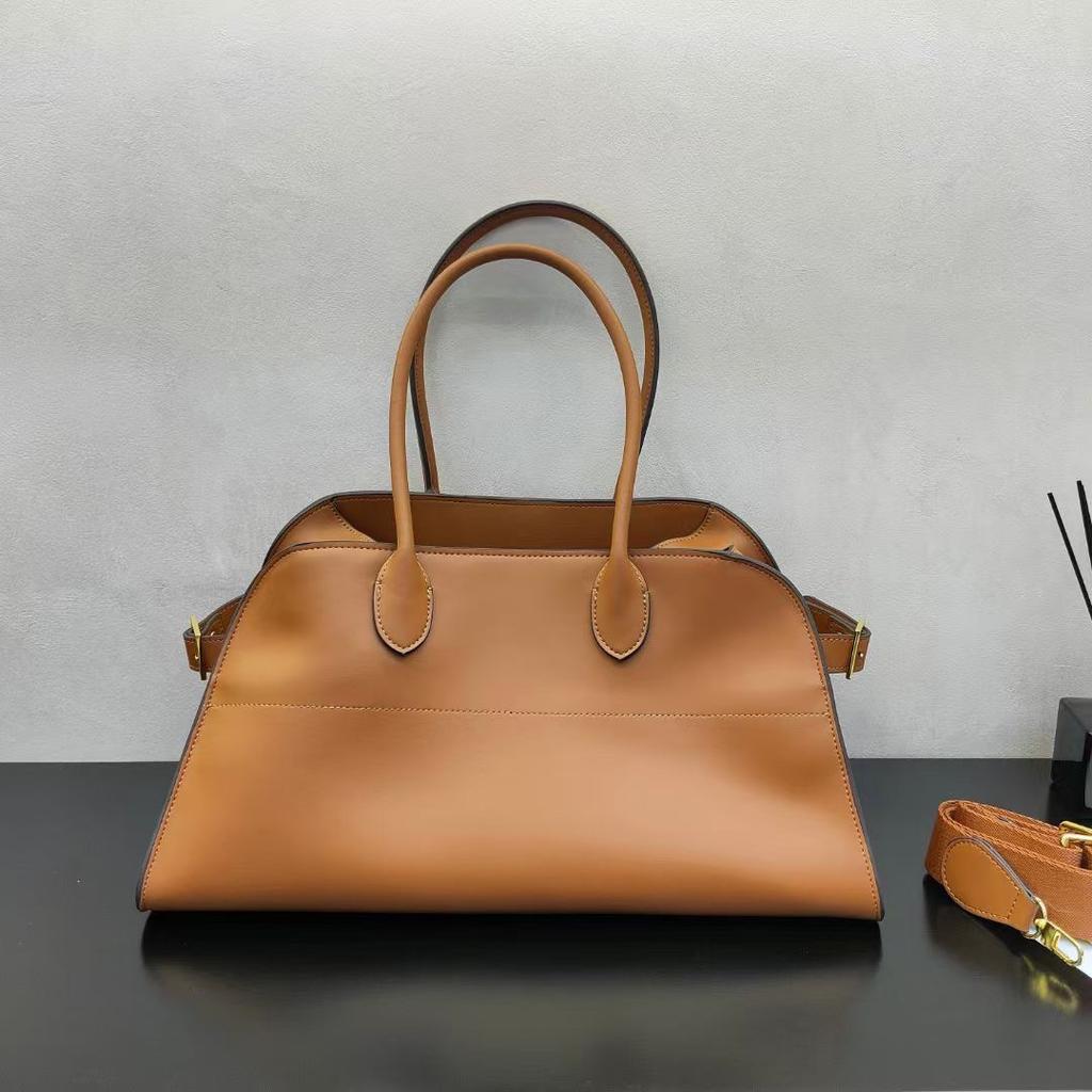 Leather bag 2025 autumn/winter new style large capacity handbag, wide shoulder strap single-shoulder crossbody bag, large tote bag for commuting