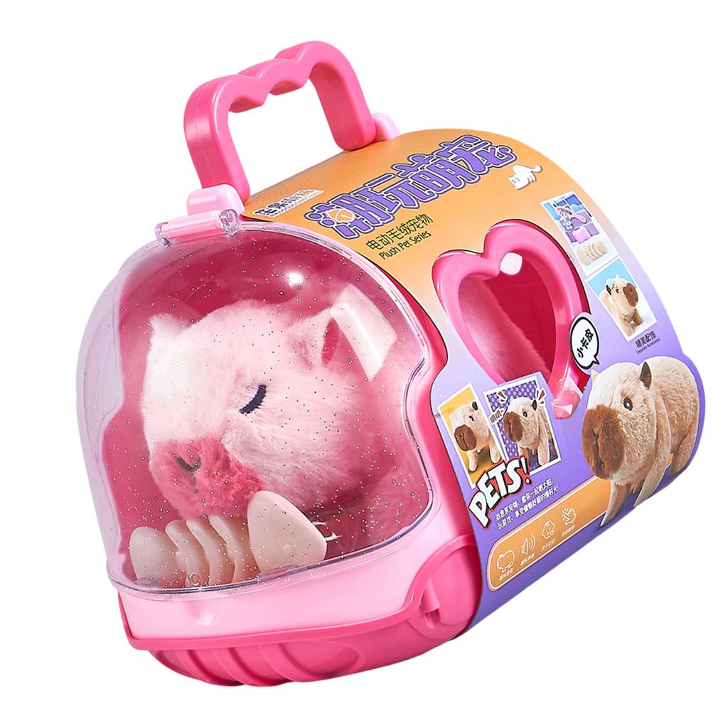 Elektrisches Haustier Capybara Gehendes Plüschtier für Kinder Realistischer Sound und Bewegung Weiche Puppen für Kleinkind Krabbeln Lernen