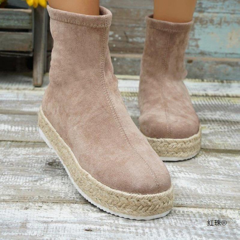 Женские осенне-зимние новые модные и простые повседневные короткие ботинки на толстой — фото 5