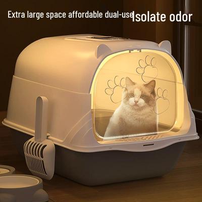 Extra Large Enclosed Cat Litter Box with Deodorant and Splash Guard