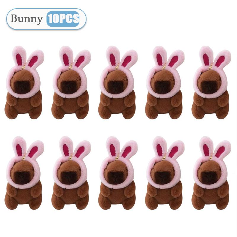 1-20PCS Cute Guitar Capybara Plush Toy Cartoon Guinea Pig Pendant Stuffed Doll Backpack Keychain Bag Car Key Ring Decor Kid Gift