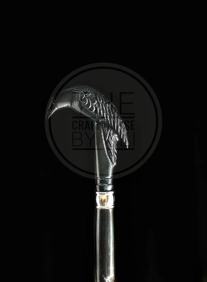 

Rare Victorian RAVEN Handcrafted Walking Stick Cane-AL Steampunk Handle Walking чёрный