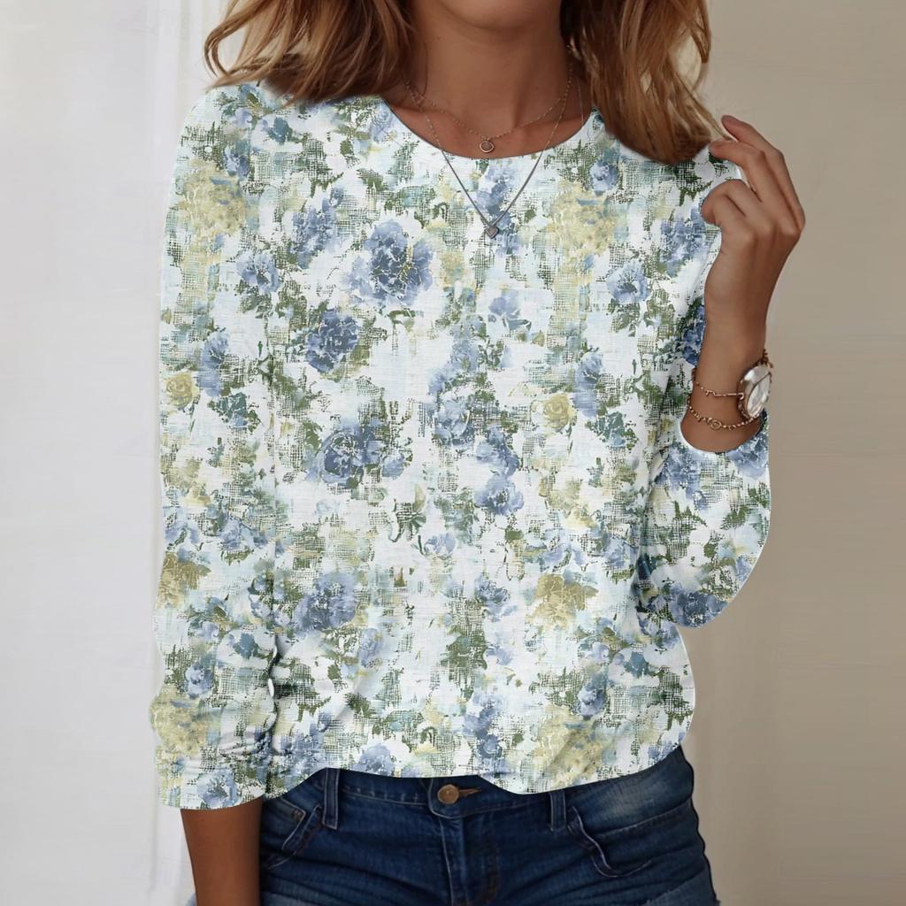 Langarmshirts für Damen, niedlicher Aufdruck, Grafik-T-Shirts, Blusen, lässig, Übergröße, Basic-Tops, Pullover