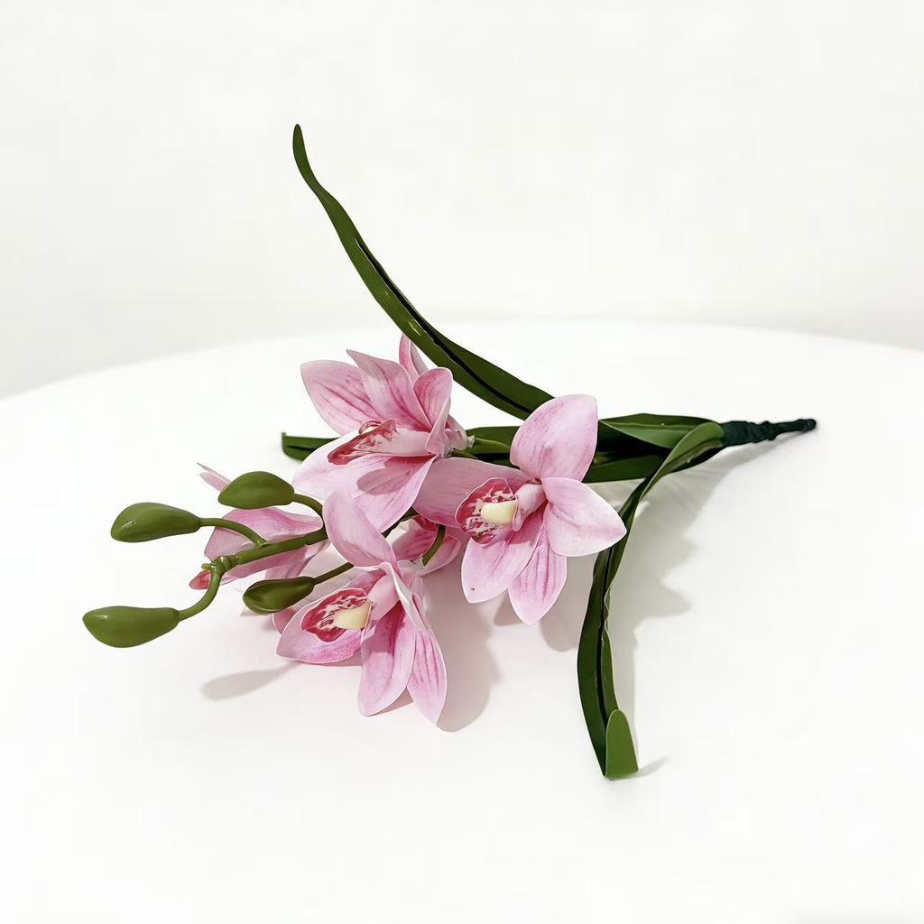 Artificial Cymbidium Faberi Rolfe Flower Home Decor Wedding Arrangement With Plastic Material For Event Use