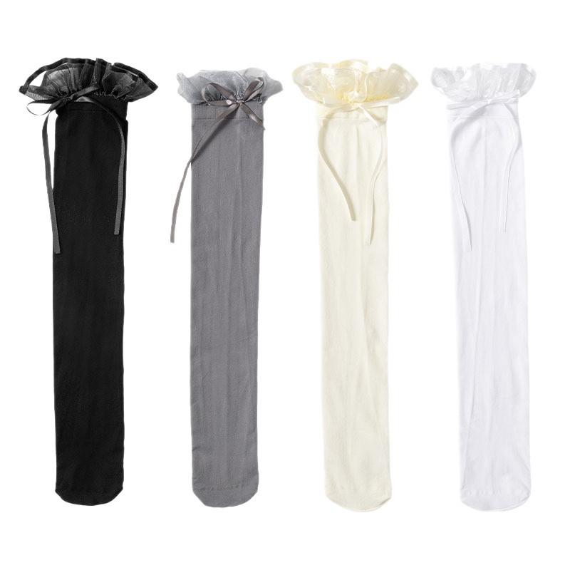 Japonský JK styl Bílé podkolenky Dětské Letní Tenké Mírně Průhledné Vysoké Čistá touha Styl Mašle Krajka Stehenní Ponožky