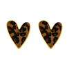 Fashion Vintage Sexy Leopard Print Love Heart Shaped Earrings for Women Maillard Design Simple Peach Heart Jewelry Birthday Gift