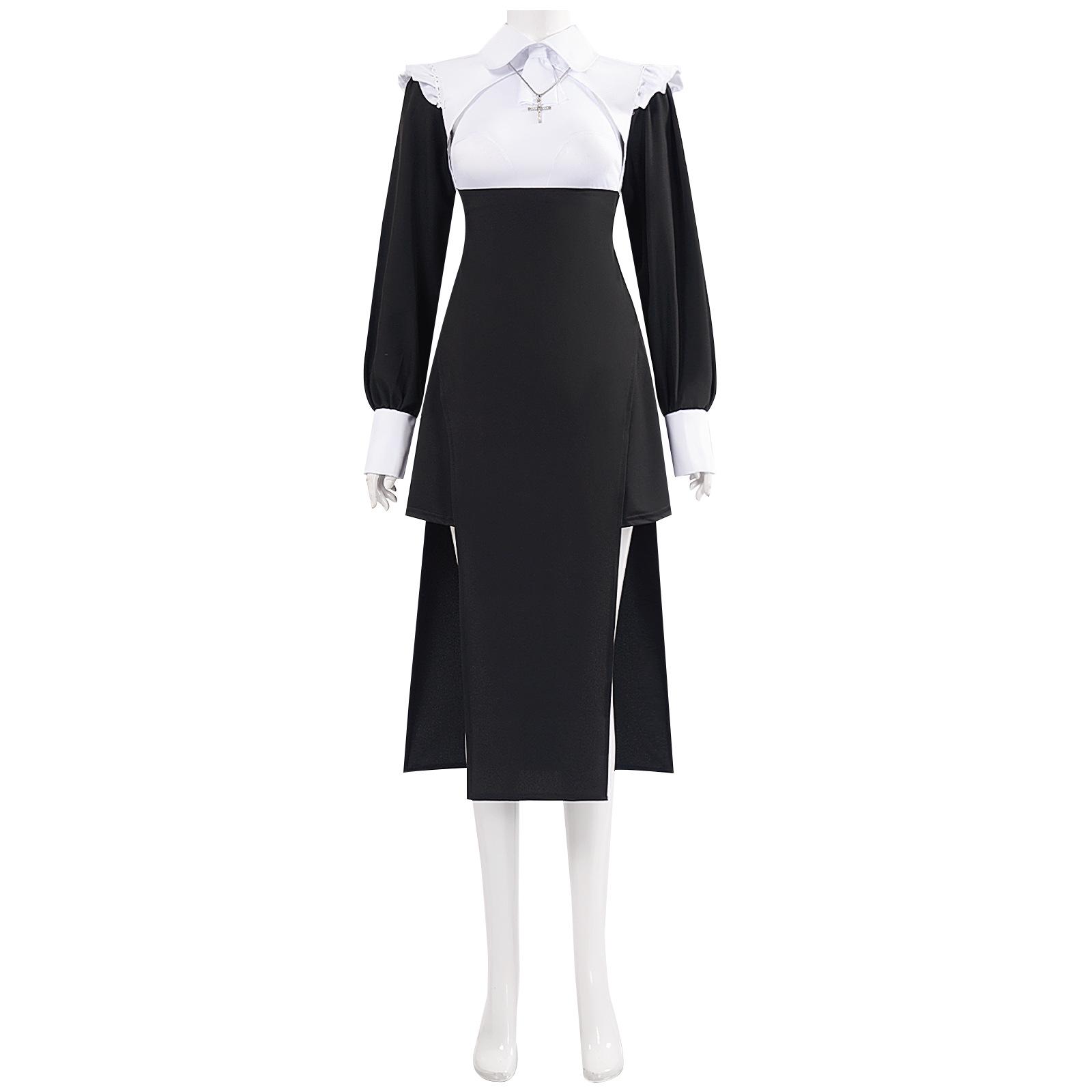 

Sexy Nun Cosplay Costume - Crossdressing Nurse, Tight Maid Robe for Halloween XXXL