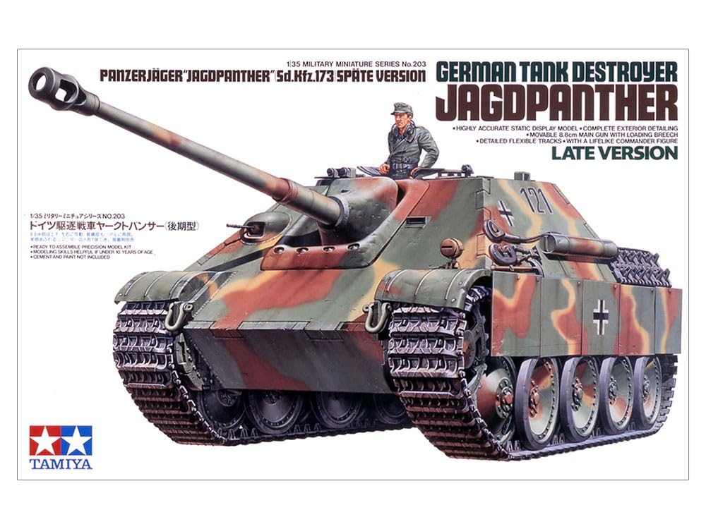 Tamiya Military Miniature Series 203 German Jagdpanther Late Production Tank Destroyer Plastic Model Kit 35203 No. 1/35