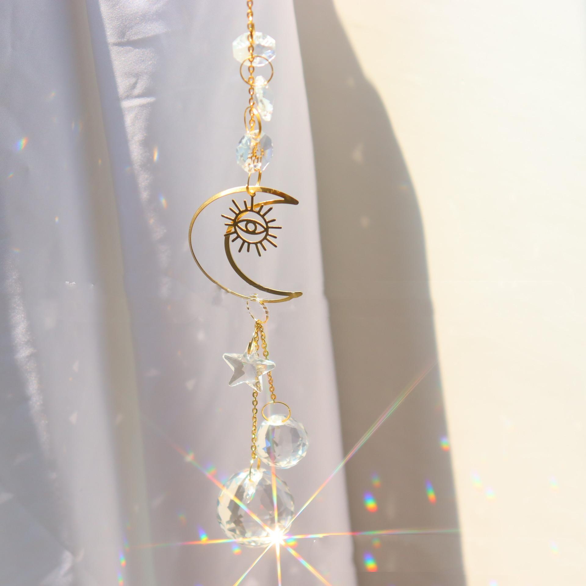 

Хрустальный Ловец Солнца, Солнце, Луна, Звезды, Призма, Бусины, Радужные Шары, Слезы, Капли, Ловец Солнца для украшения сада, Подвеска для окон 42cm