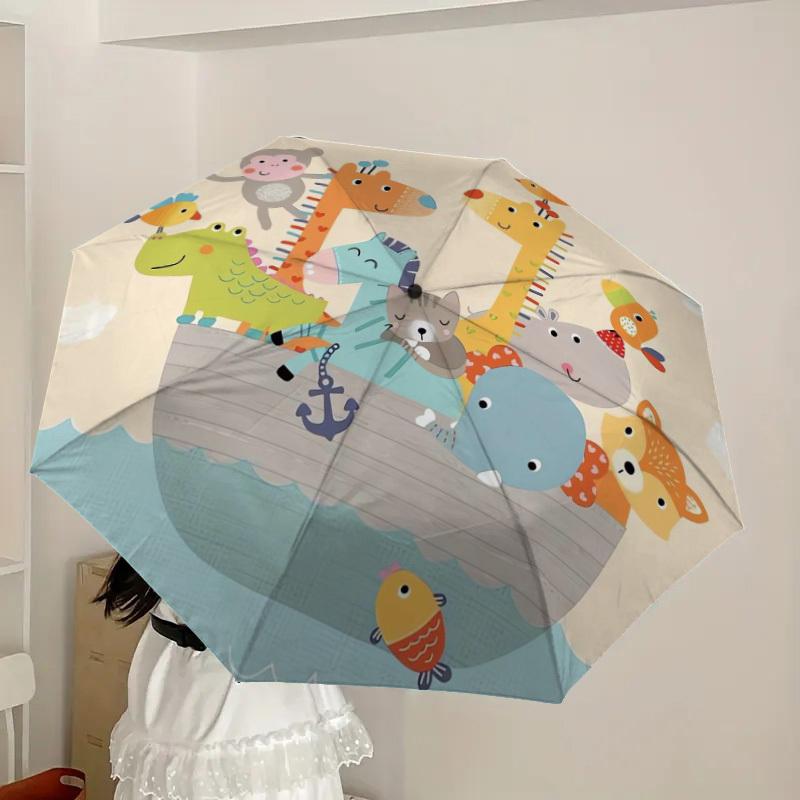 1pc Noah's Ark Animals Umbrella with Plastic Handle,Suitable for All Seasons Home Travel Outdoor UmbrellaDD335