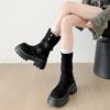 Black retro thick heel platform Martin boots women's 2025 new spring and autumn British style thin and heightened medium boots