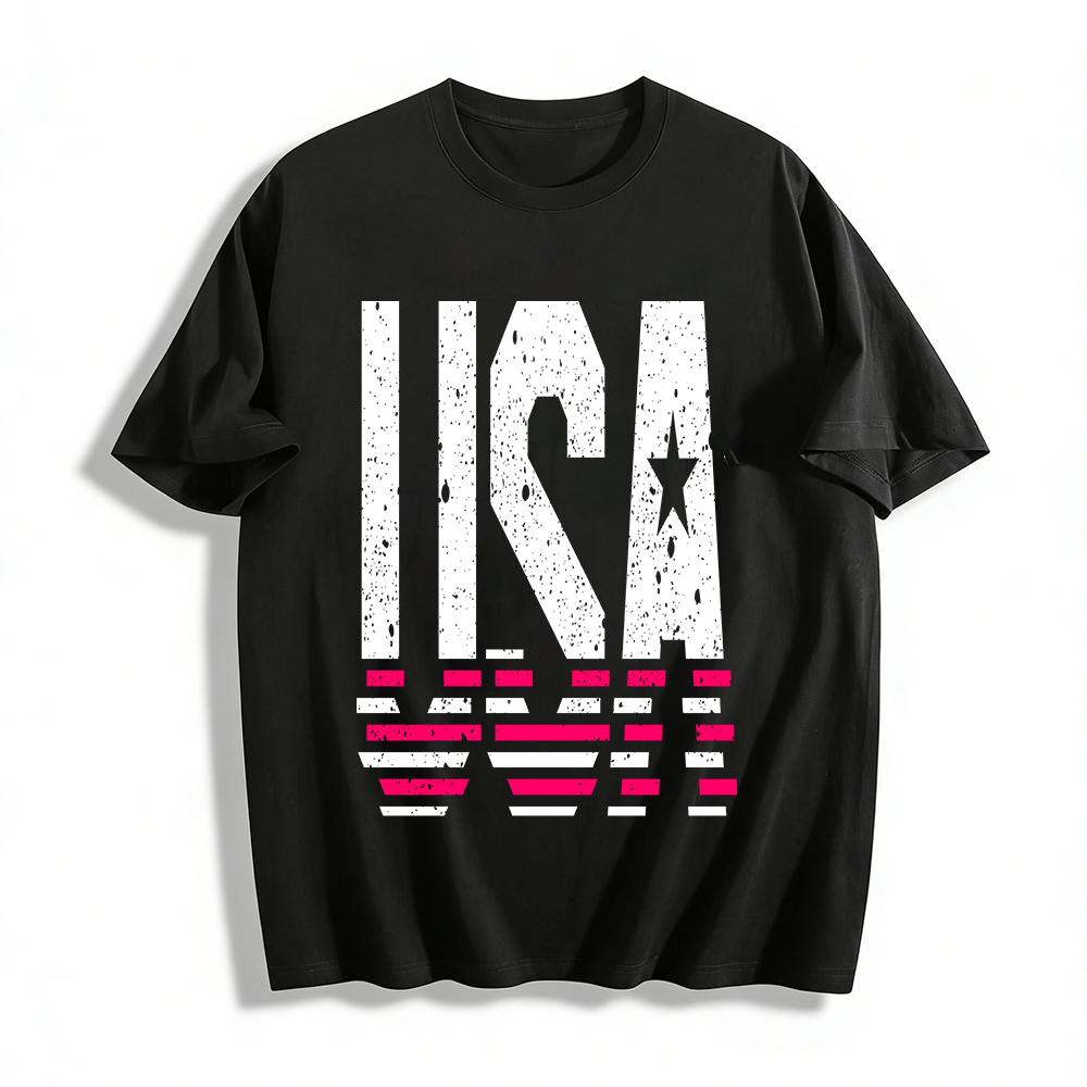 

Vintage Geometric Line Print Casual Loose Fit Short Sleeve T-Shirt Pure cotton T-shirt XXS