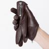 Men's Genuine Leather Gloves Fashion Classic Short Side Zipper Style Real Sheepskin Black Touch Screen Winter Warm