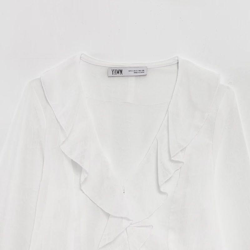 Jnleaog Autumn New Women's Clothing Fashion Style Stylish Laminated Decoration Translucent Shirt 3666053
