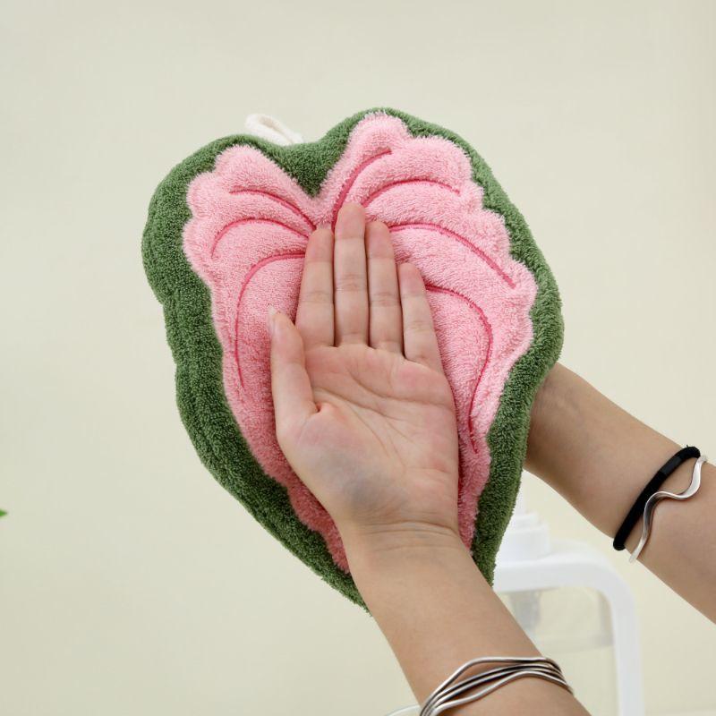 Plant Leaf Hand Towel, Hanging Type Kitchen Bathroom,Portable Towel Rag Water Suction Cleaning Plant Handkerchief Towels