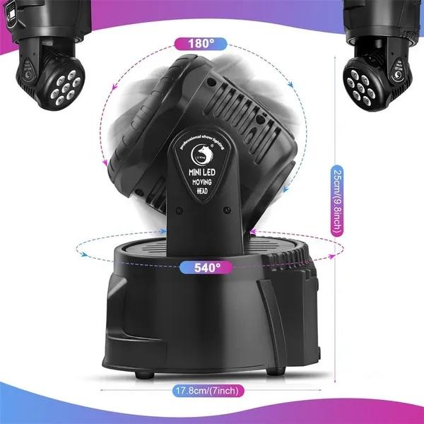 Upgraded 120W 7 LEDs Moving Head Llights RGBW DMX512 Remote Control Stage Lighting DJ Equipment Disco Party Lights Bar